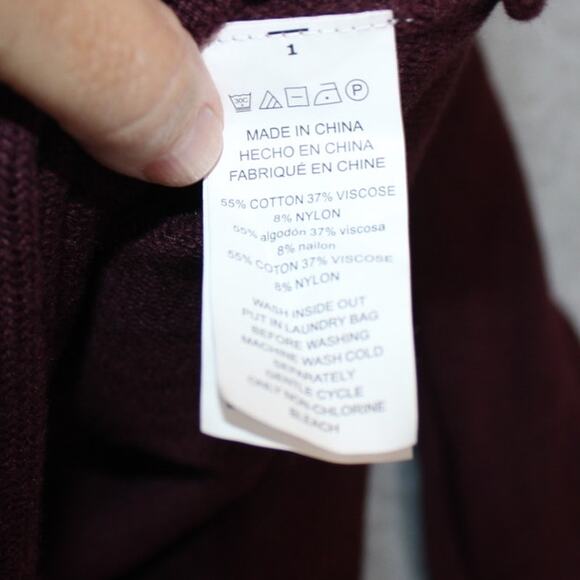 MICHAEL KORS Sweater Sz‎ Large Burgundy Knit Gold Metal Zippers - Picture 7 of 8
